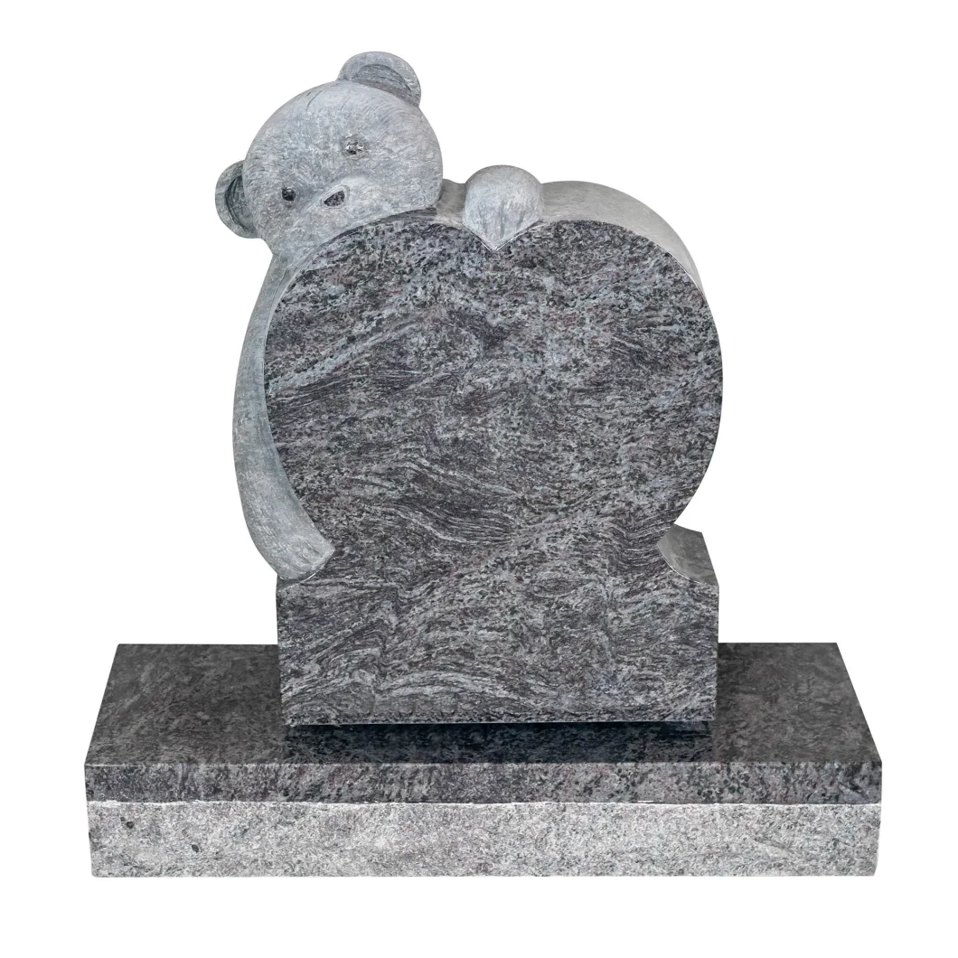 Abstract Shape Absolute Black and Grey White Granite Tombstone