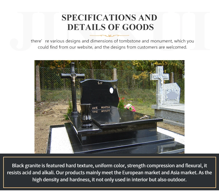 Poland Europe High Quality Cross Black Granite Monument Headstone Tombstone