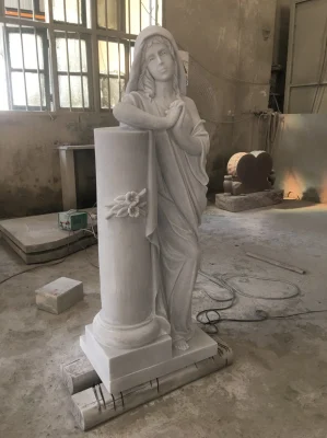 Memoriale della lapide incisa con angelo in pietra di marmo bianco Haobo Stone